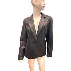 Vintage Jaclyn Smith Classic Black Leather Jacket Blazer Sz L